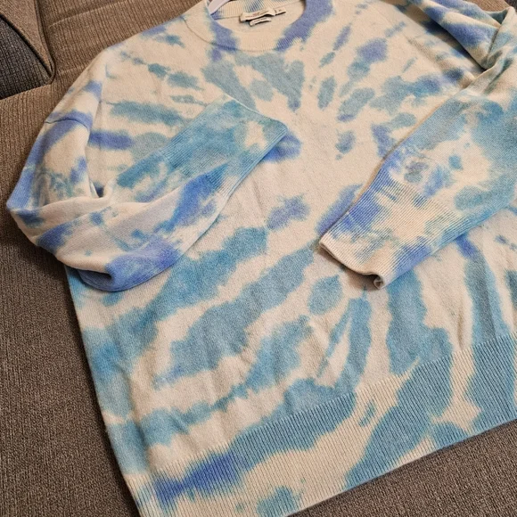 Vineyard Vines Cashmere Blue Cream Tie Dye Cozy Casual Oversized Sweater XL - Picture 3 of 7
